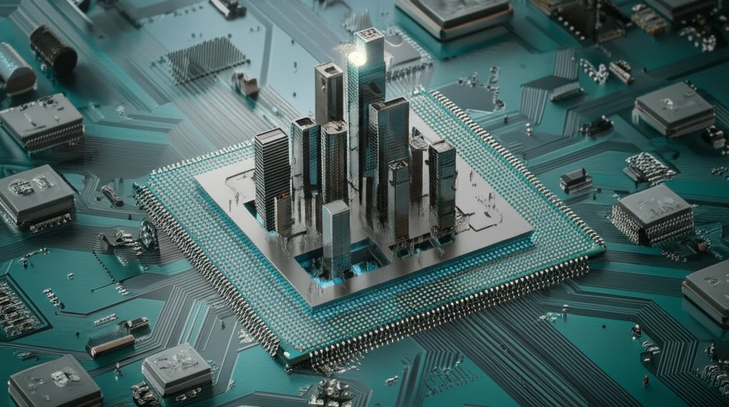 Surreal illustration of electromigration in a computer chip