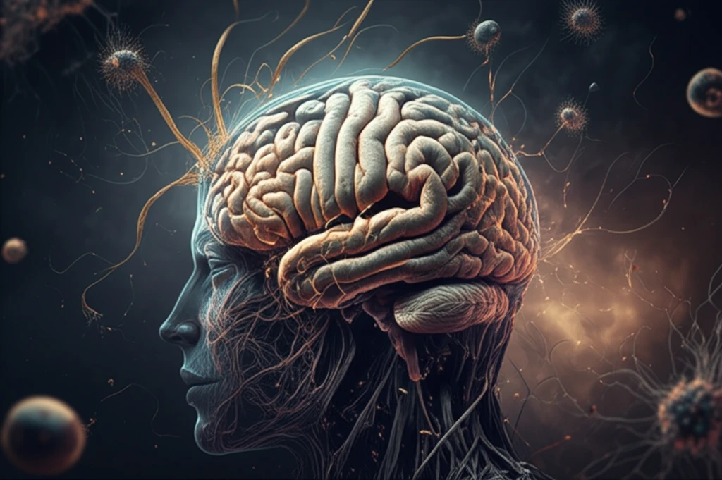 Surreal illustration of a brain damaged from TBI.