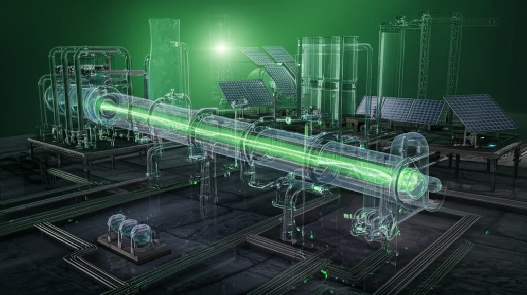 Transparent view of an industrial system showing internal sustainability processes.
