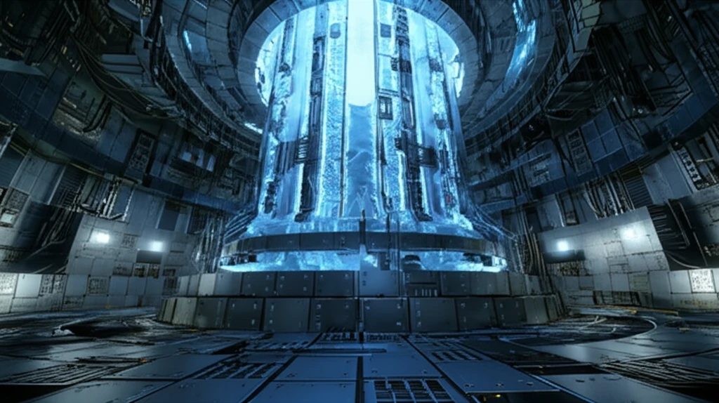 Futuristic nuclear reactor core with liquid sodium coolant.