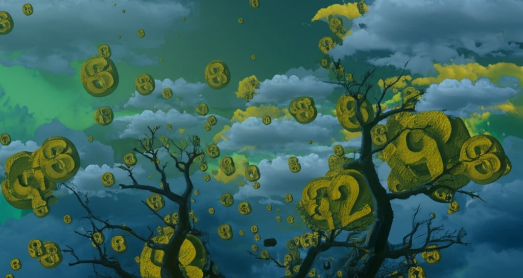 Surreal landscape of numbers and mathematical symbols