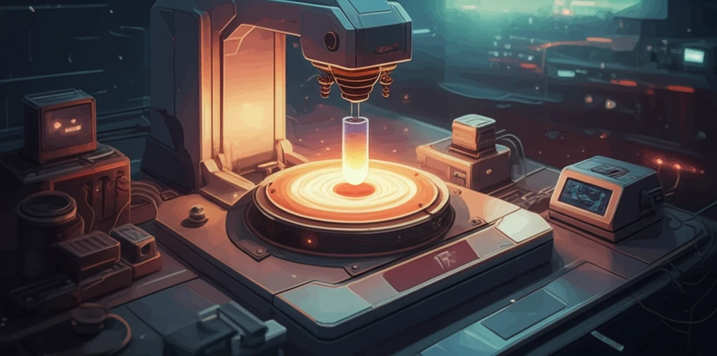 Surreal illustration of thermal gradients distorting a sample in a thermal analysis instrument.