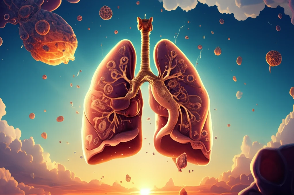 Serene lungs in a clear blue sky, symbolizing clear breathing.