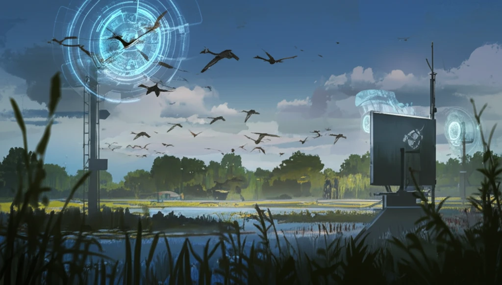 Migratory ducks fly over Europe, symbolizing conservation.