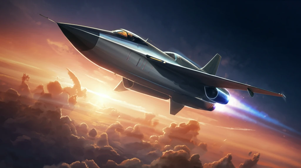Futuristic hypersonic aircraft with advanced ceramic heat shield.