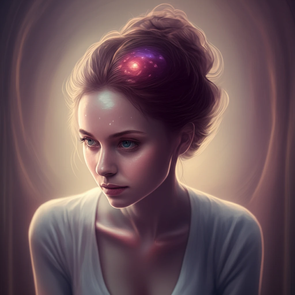 Digital illustration of a woman with lipo-edema of the scalp.
