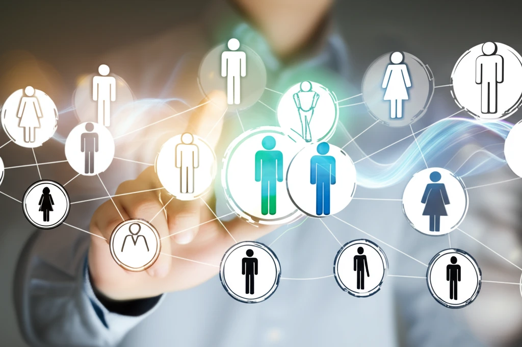 Network of healthcare professionals collaborating for patient education.