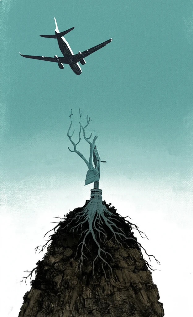 Person reaching for an airplane, symbolizing travel addiction.