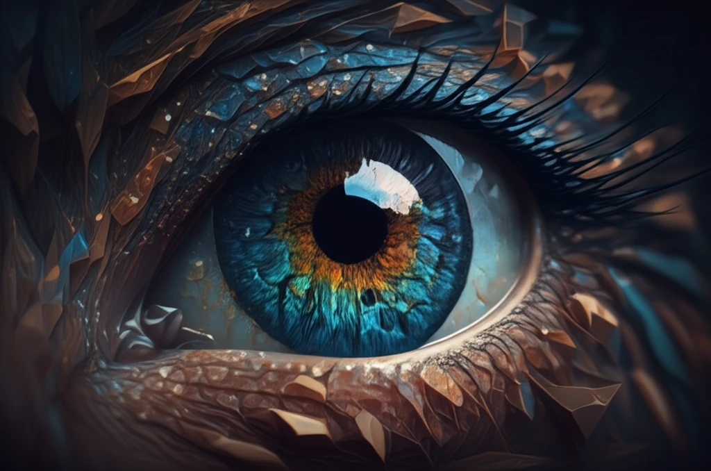 Surreal illustration of an eye with hidden granulomas.