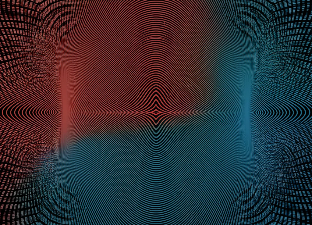 Surreal illustration of cylindrical waves with linear and nonlinear patterns.