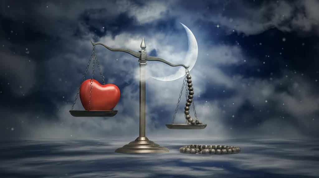 A scale balancing medical needs and religious considerations in Saudi Arabia.