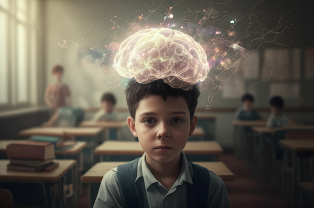 Child experiencing a petit mal seizure with abstract thought patterns.