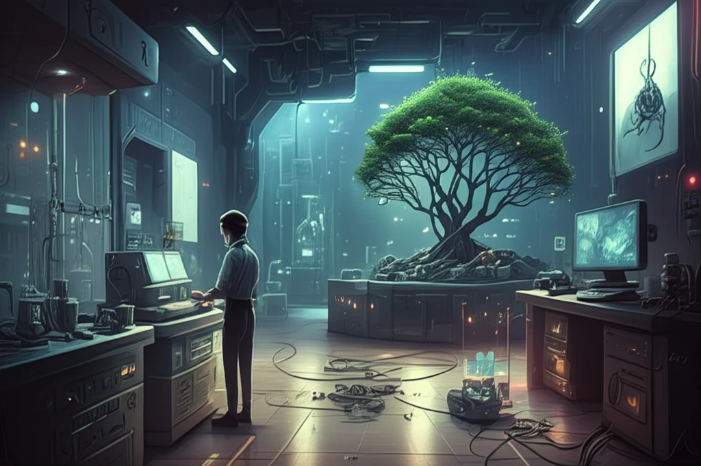 Futuristic chemical engineering lab with sustainable materials and advanced technology.