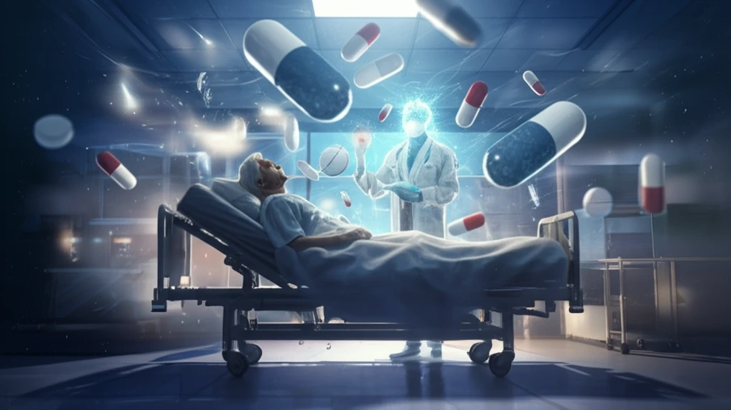 Elderly patient receiving pharmacist care in a hospital setting