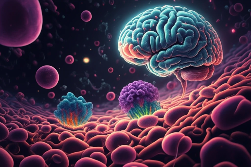 Illustration of glucose and amino acid transport in brain cancer cells
