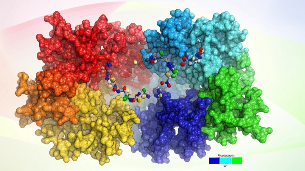 Abstract illustration of norfloxacin interacting with lysozyme, showing pH influence.