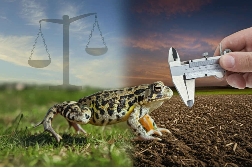 Surreal image of a natterjack toad representing research and animal welfare balance.