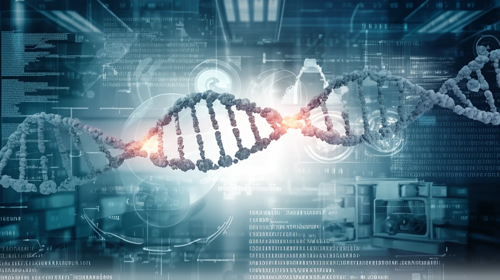 DNA helix with glowing segments
