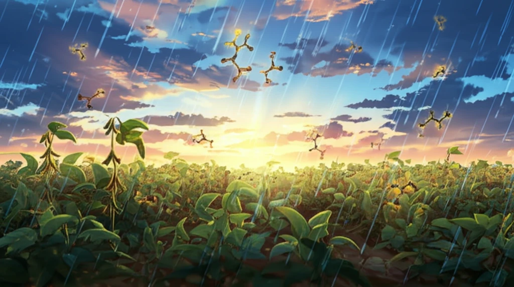 Soybean field enhanced by kinetin