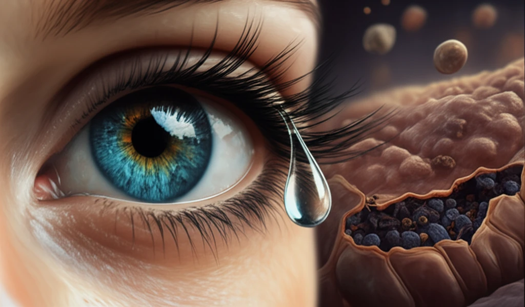 Illustration comparing damaged corneal cells from preservative use with healthy cells protected by preservative-free eye drops.