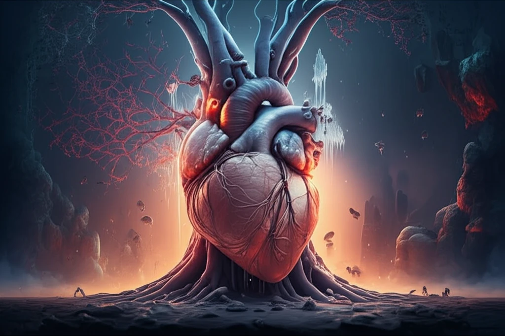 Stylized heart encased in ice, symbolizing hypertriglyceridemia and the path to heart health.