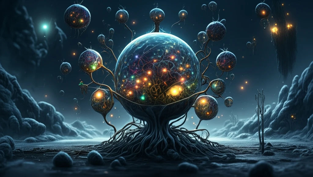 A plant cell with glowing redox-regulatory network components inside, surrounded by a frosty landscape.