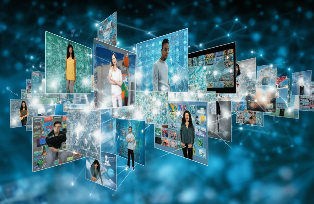 A diverse group of people connecting through MOOCs.