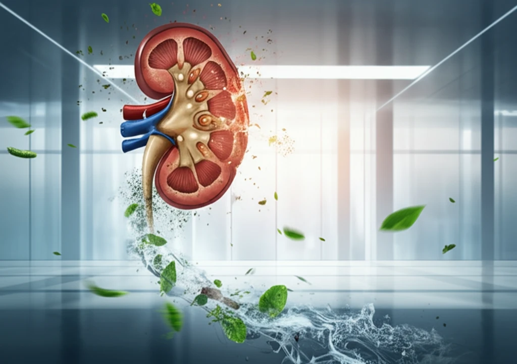 Surreal illustration of air purification and natural kidney stone remedies.