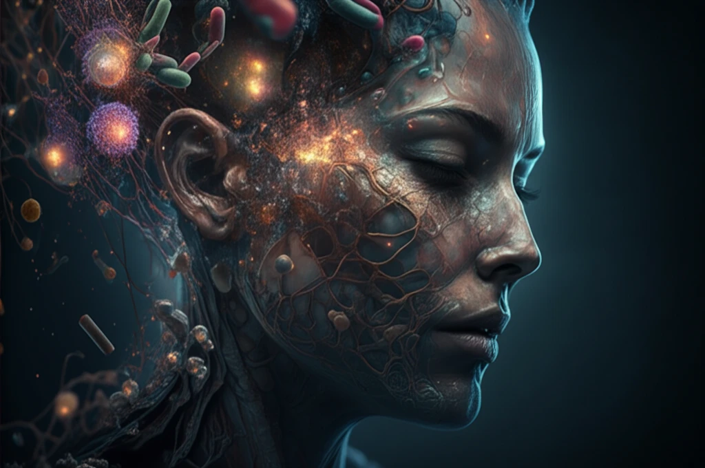 Surreal illustration of the interconnectedness of the microbiome and cellular therapies.