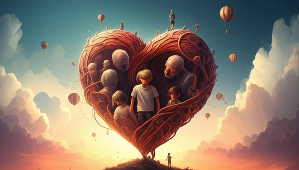 A heart connected by family, concept art