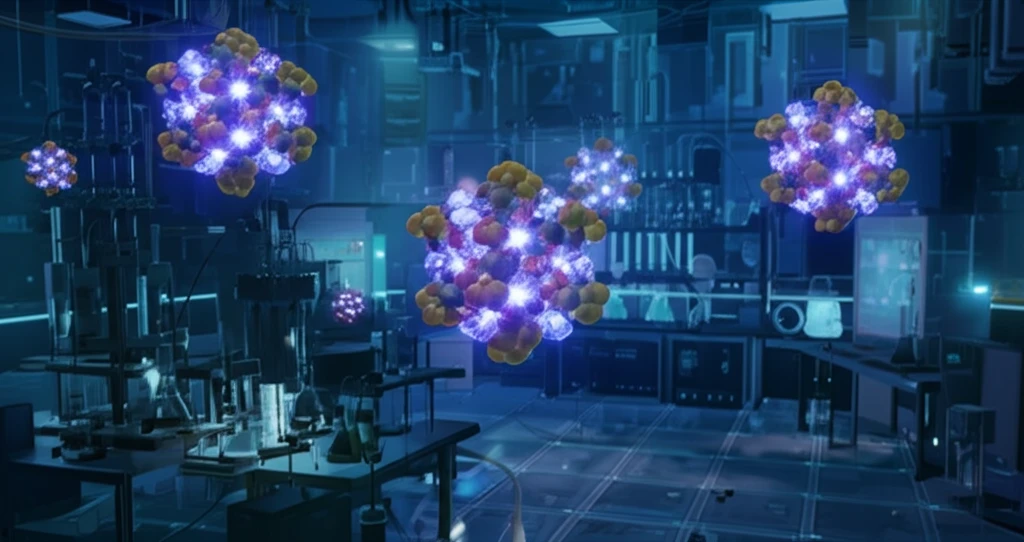 Glowing Zintl superalkali clusters in a futuristic lab.