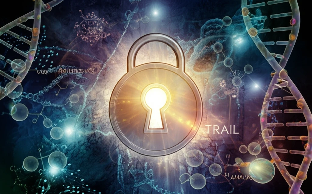 A key unlocking a cancer cell, allowing light (TRAIL) to shine through, representing the role of GSK-3 inhibitors in enhancing cancer therapy.