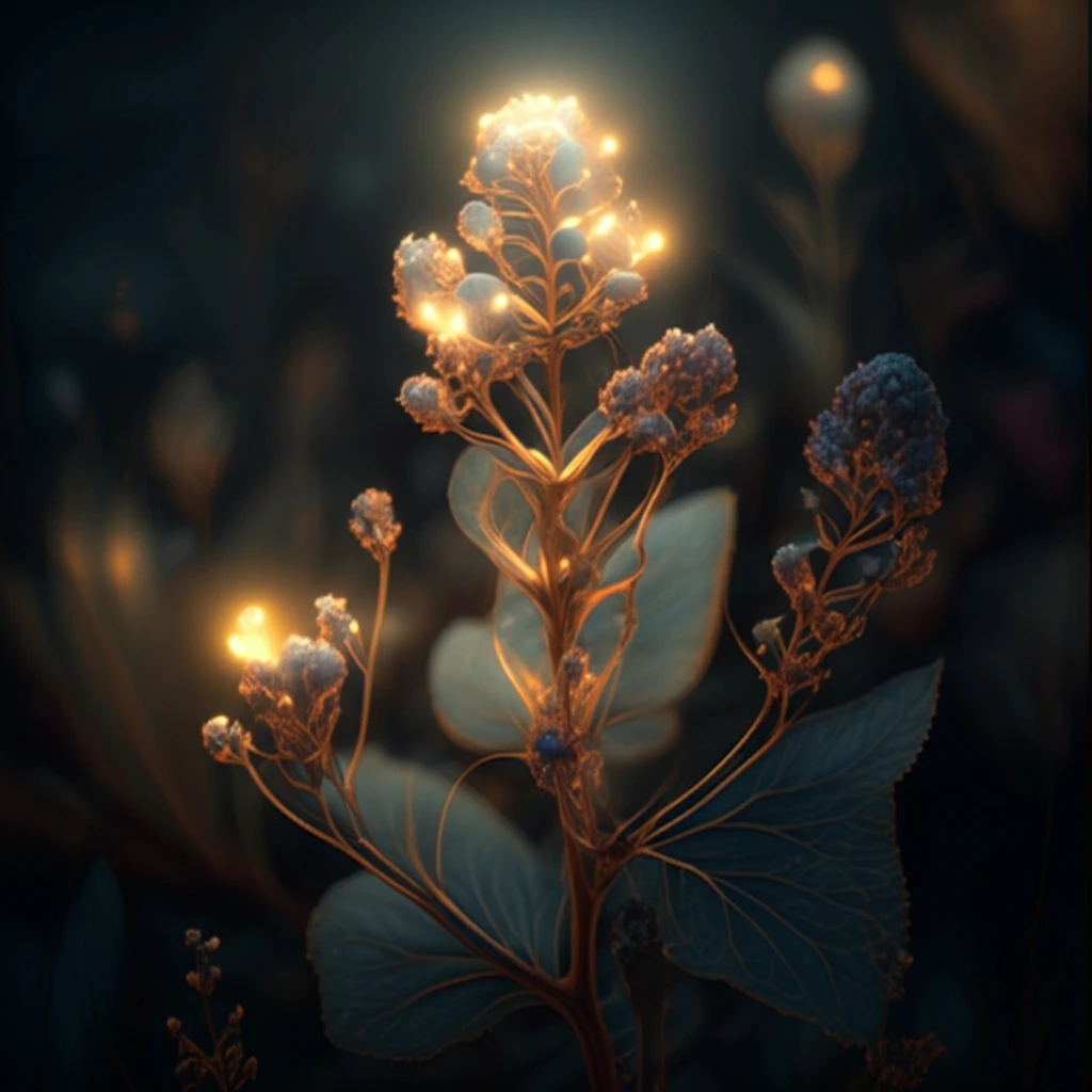 Artemisia Sieberi plant with glowing antioxidant aura