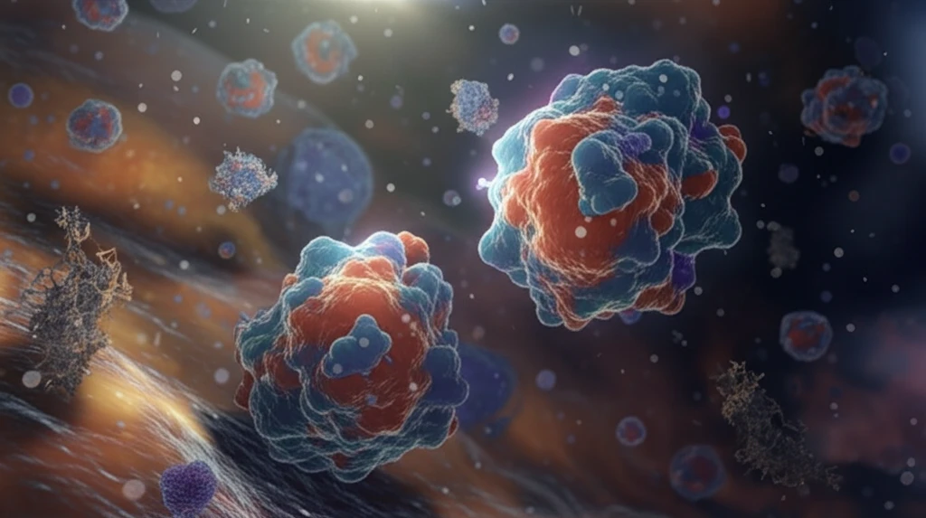 Enzymes interacting with sugars and proteins within a cell.