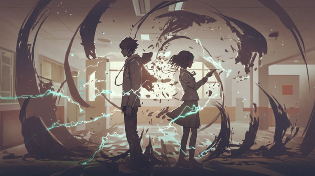 Surreal illustration representing the emotional complexities of adolescent dating violence, highlighting the gendered differences in perception.
