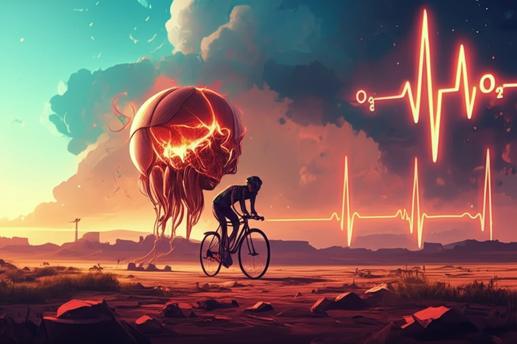 Cyclist riding through landscape symbolizing muscle oxygen and heart rate connection.