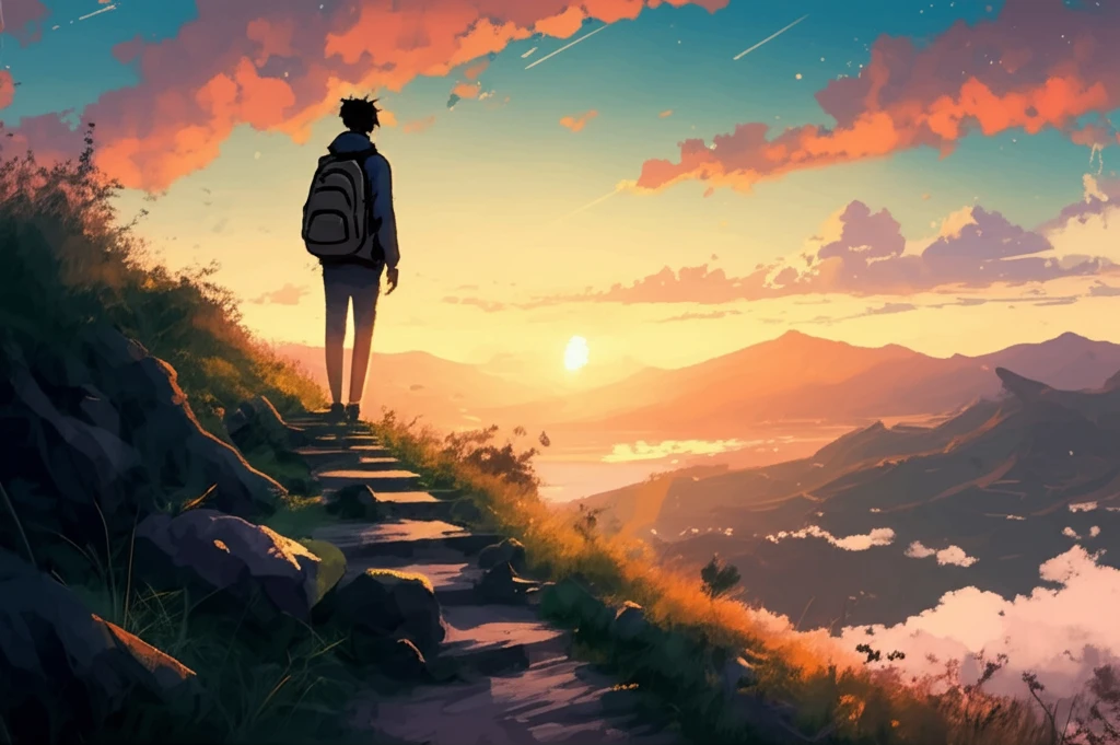 Symbolic image of a person climbing a mountain path, representing resilience in the face of CMT.