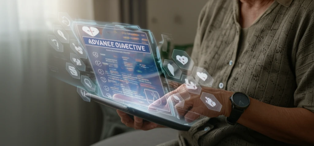 Baby Boomer using tablet for advance directive planning