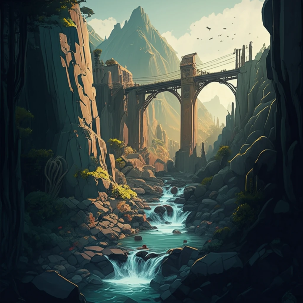 Surreal illustration of the Moulouya River with uranium and radium glows highlighting sediment pollution.