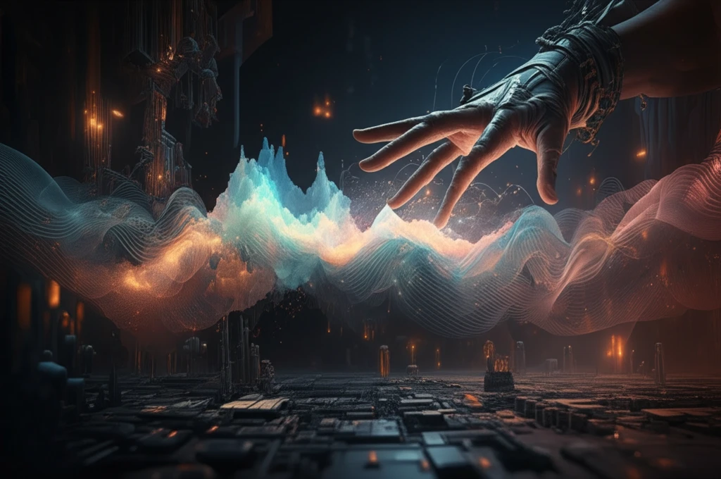 Digital illustration of calming chaotic electromagnetic waves.