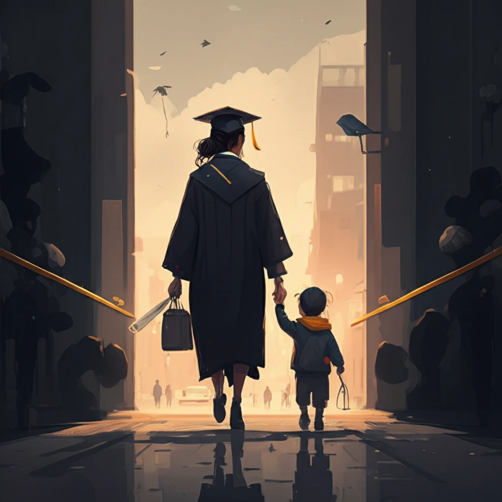 Single mother graduates college with child.