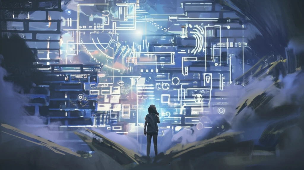 Futuristic view of advanced imaging technology revealing objects within a wall.