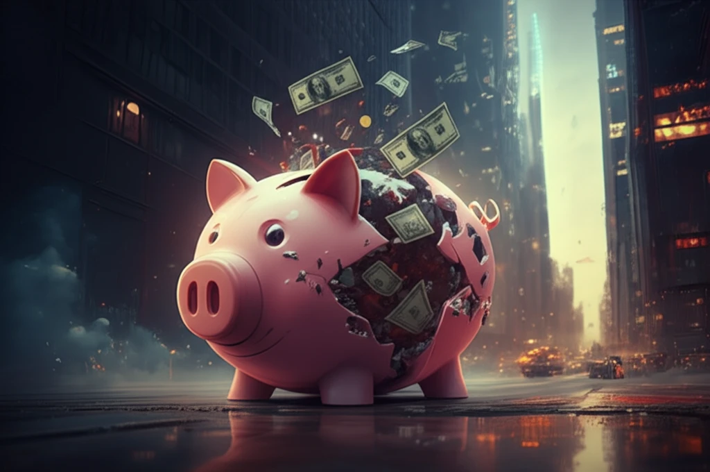 Shattered piggy bank representing financial instability due to fraud.