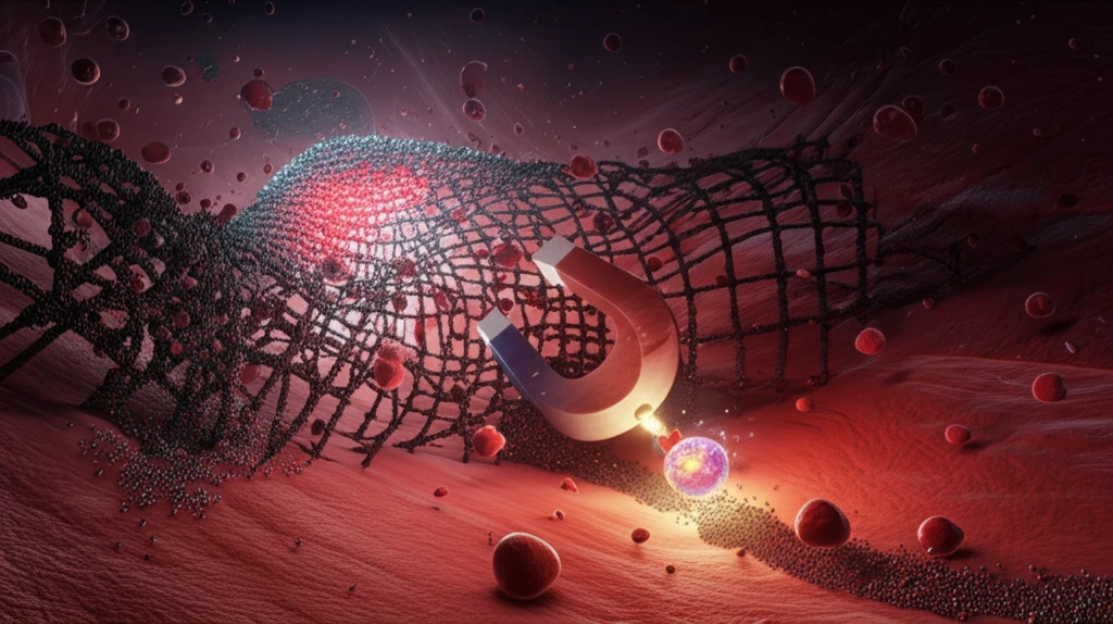 Magnetic nanoparticles targeting a tumor cell.