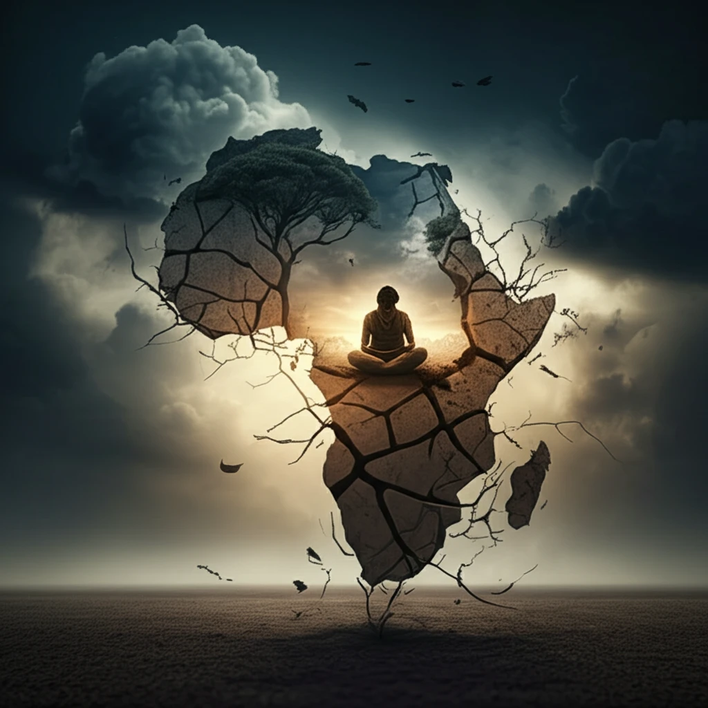 Surreal illustration symbolizing mental health challenges in Sub-Saharan Africa