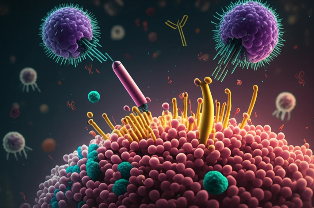 Surreal illustration of adjuvants Freund and Addavax combining with CpG oligonucleotides.