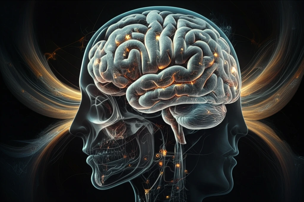 Glowing brain with interwoven circuits representing neuromodulation.
