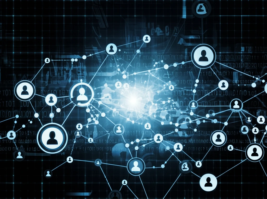 Digital illustration of an interconnected social network, representing the flow of influence and information.