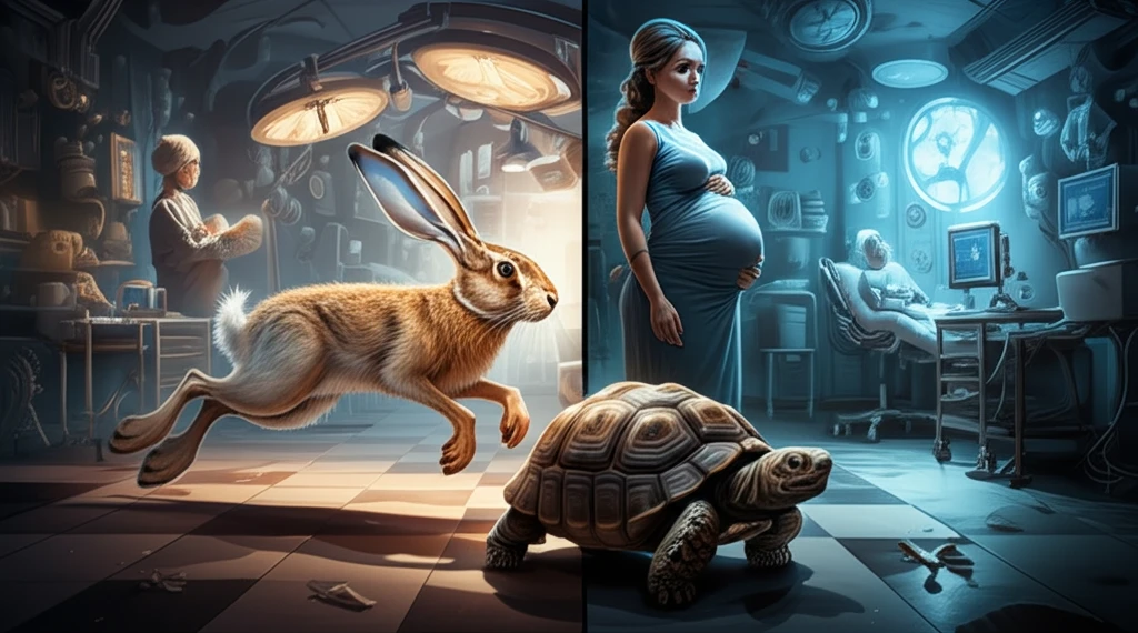 Hare and Tortoise Race: A visual metaphor for the speed of evidence-based practice adoption in maternity care.