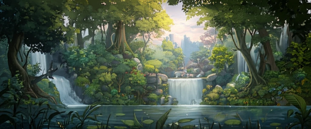 Lush green city with trees thriving using minimal water.
